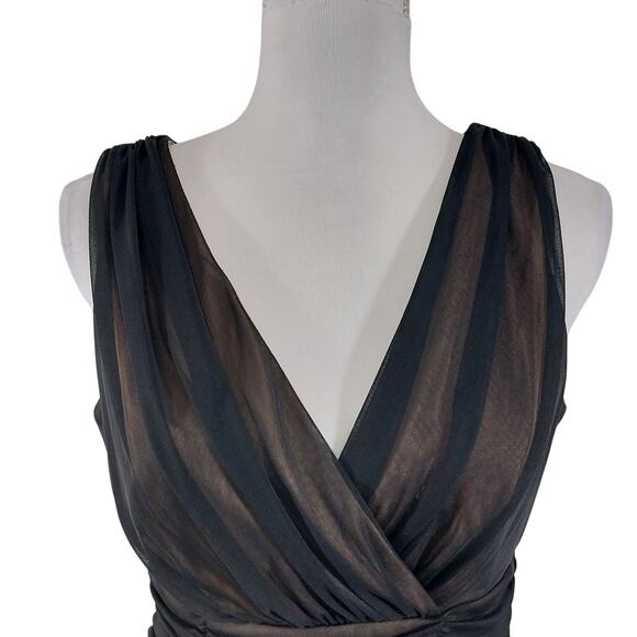 CONNECTED APPAREL! SHEER, FINEST BLACK NET OVER NUDE BEIGE, DREAMY DRESS! SZ 10 - Picture 5 of 10